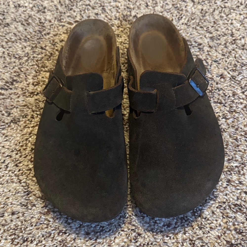 Birkenstock Dark Brown Suede Clogs